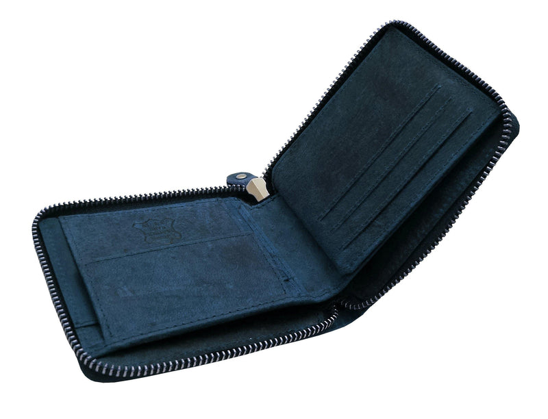 Mens Leather Wallet RFID SAFE Zip Around 5341 - J Wilson London