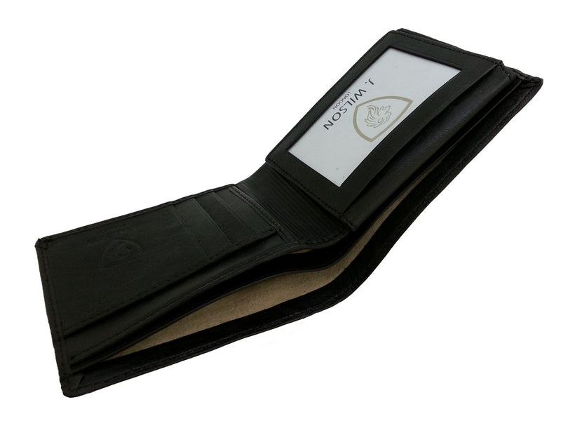 Designer J Wilson Genuine Mens Real Quality Leather Wallet Black Note Purse Box