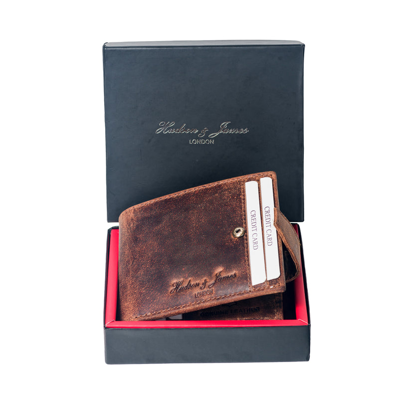 Men's Leather Wallet with Coin Zip pocket HJ147
