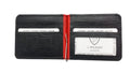 Mens Leather Wallet Money Clip 5297-Wallet-J Wilson London-5297 Black with Red Slim Fold -NEW Model-J Wilson London