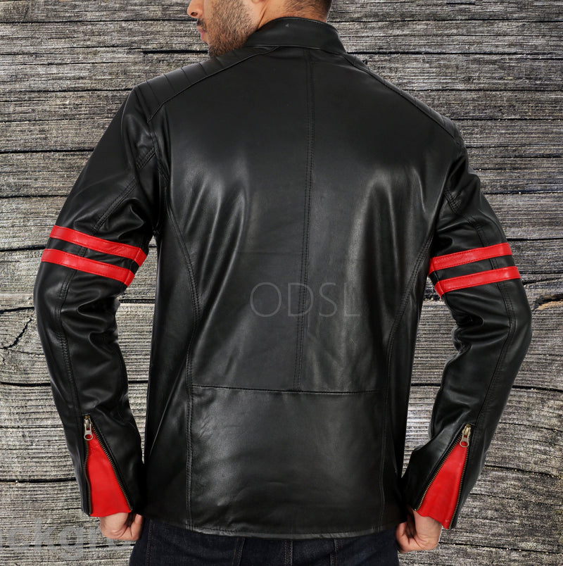 Leather Jacket Slim Fit Black JKM03-Leather Jackets-J Wilson London-Black-Small S-J Wilson London