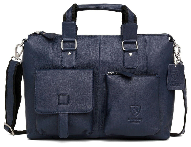 Leather Laptop Bag Blue MB519 PD-Laptop Bags-J WILSON London-J Wilson London