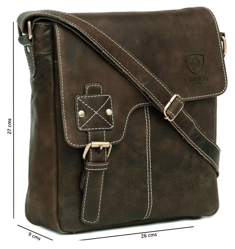 Leather Shoulder Bag MB098-Messenger Bags-J WILSON London-J Wilson London