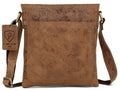 Ladies Leather Satchel Bag Flower MB246-Ladies Bag-J Wilson London-Tan-J Wilson London