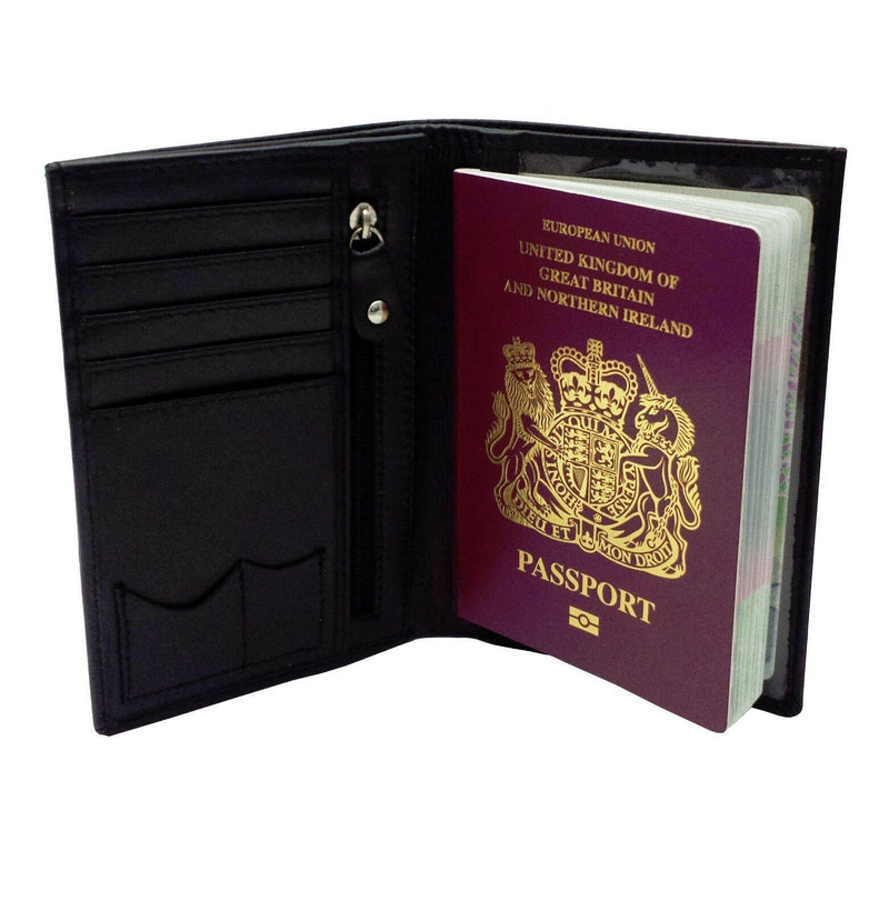 Leather Passport Wallet RFID Blocking JW511-Passport Wallet-J Wilson-BLACK J Wilson Holiday Travel Case-J Wilson London