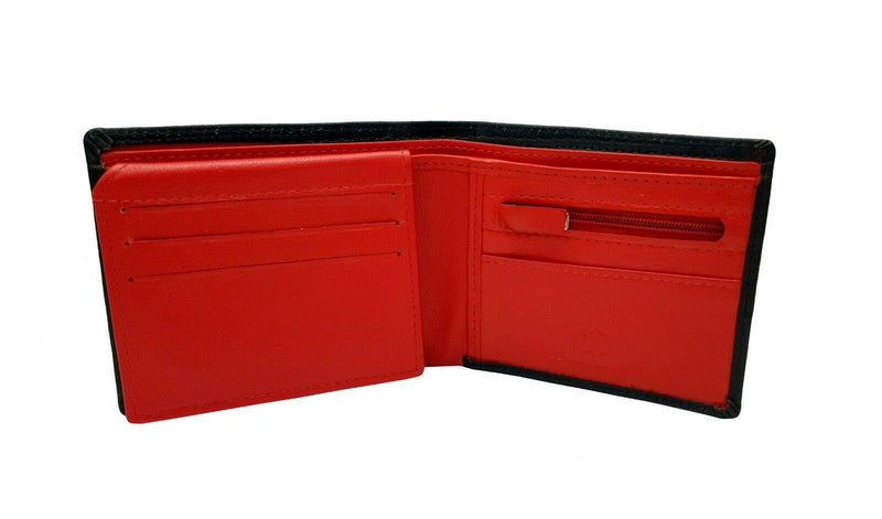 Mens Leather Wallet Black / Red-Wallet-J Wilson London-J Wilson London