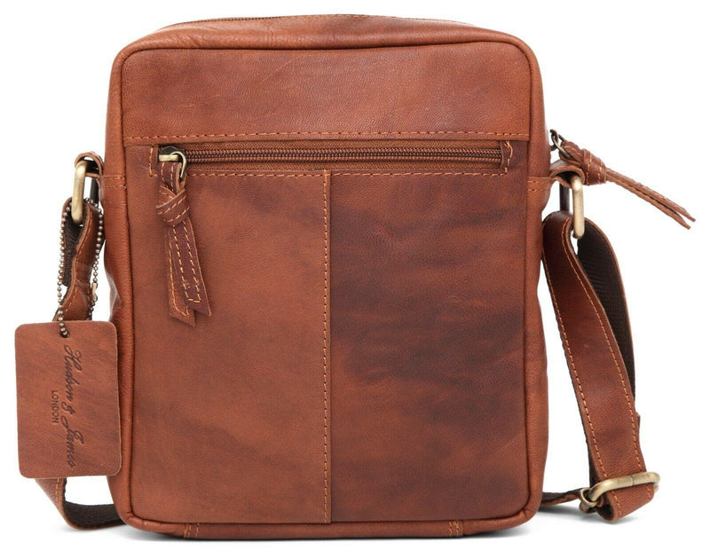 Leather Shoulder Bag Small Hudson & James MB806-Messenger Bags-Hudson & James-Tan-J Wilson London