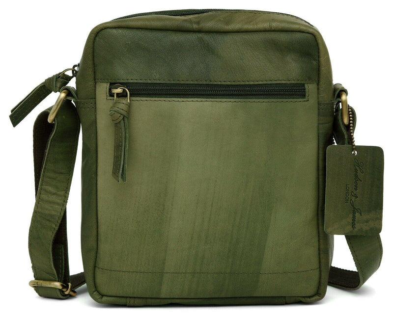 Leather Shoulder Bag Small Hudson & James MB806-Messenger Bags-Hudson & James-Green-J Wilson London