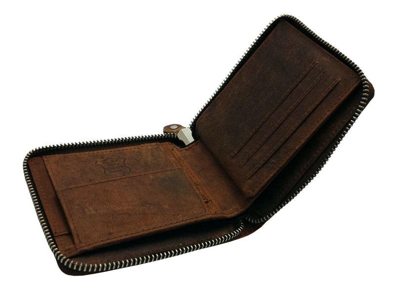 Mens Leather Wallet RFID SAFE Zip Around 5341-Wallet-J Wilson London-J Wilson London