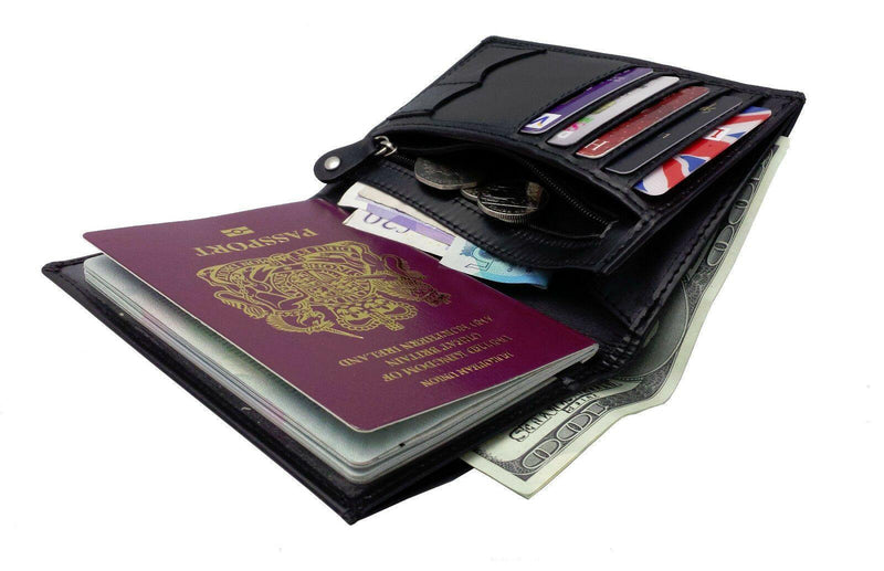 Leather Passport Wallet RFID Blocking JW511-Passport Wallet-J Wilson-BLACK J Wilson Holiday Travel Case-J Wilson London