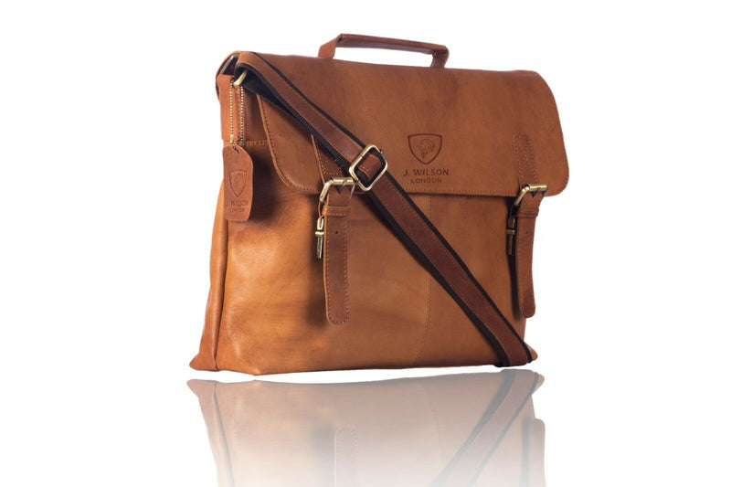 Leather Laptop Bag Designer Briefcase Shoulder Cross Body Work Messenger Case-Briefcase-J WILSON London-J Wilson London
