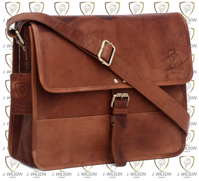 Leather Satchel Handmade Designer J Wilson Bag Vintage Flap over Messenger Retro-J Wilson London-J Wilson London