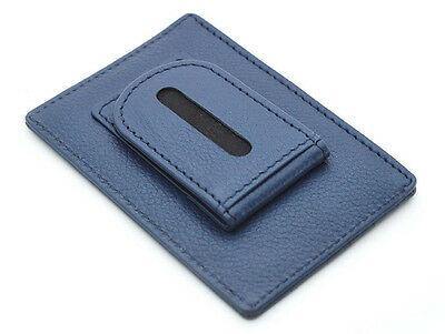 Mens Leather Slim Front Pocket Designer Wallet Credit Card Money Holder Gift Box-Questa-Blue-J Wilson London