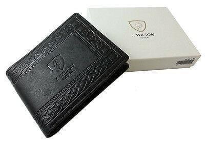 Designer J Wilson Genuine Mens Real Quality Leather Wallet Black Note Purse Box-J. Wilson London-5215-J Wilson London