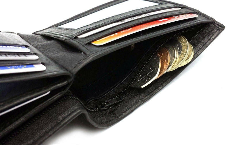 Designer Mens Leather Wallet RFID SAFE Contactless Card Blocking ID Protection-ODS:UK-J Wilson London