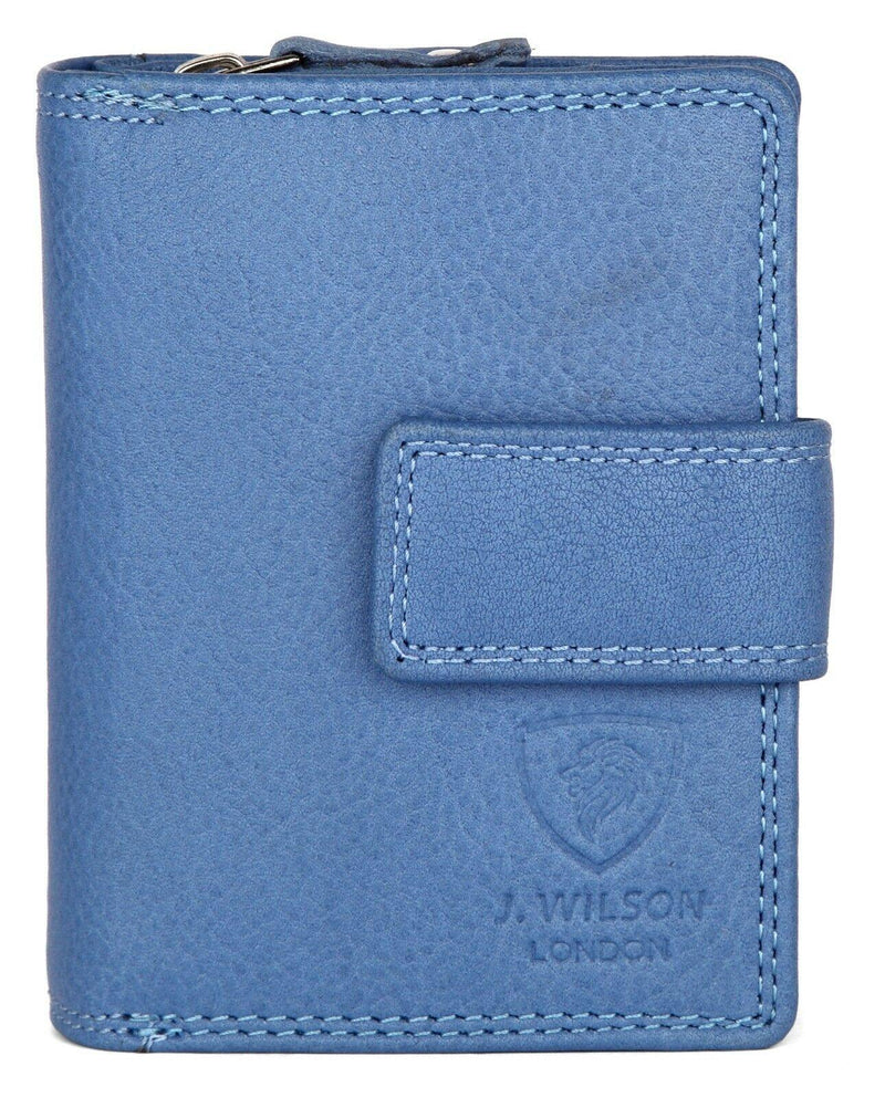 Ladies Leather Wallet JW1230 RFID Safe-Ladies Purse-J Wilson London-Blue-J Wilson London