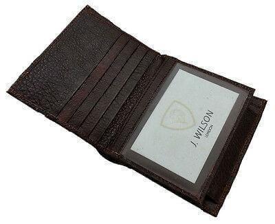 Designer J Wilson Real Genuine Mens Quality Leather Wallet Card Coin Id Gift Box-J Wilson London-5272 Brown-J Wilson London