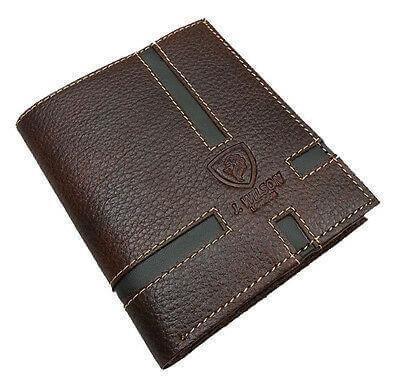 Designer J Wilson Real Genuine Mens Quality Leather Wallet Card Coin Id Gift Box-J Wilson London-5272 Brown-J Wilson London