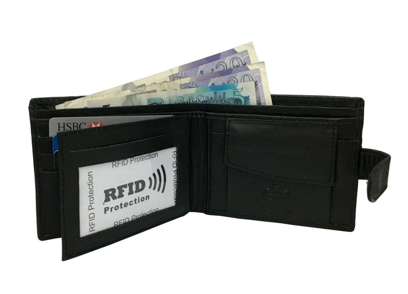 Mens Designer Leather Wallet RFID SAFE ID Protection Contactless Card Blocking-Hudson & James LONDON-J Wilson London