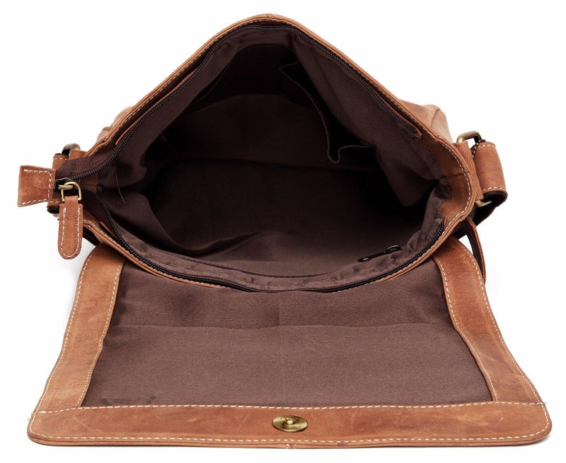 Leather Shoulder Bag MB260-Messenger Bags-J WILSON London-Tan-J Wilson London