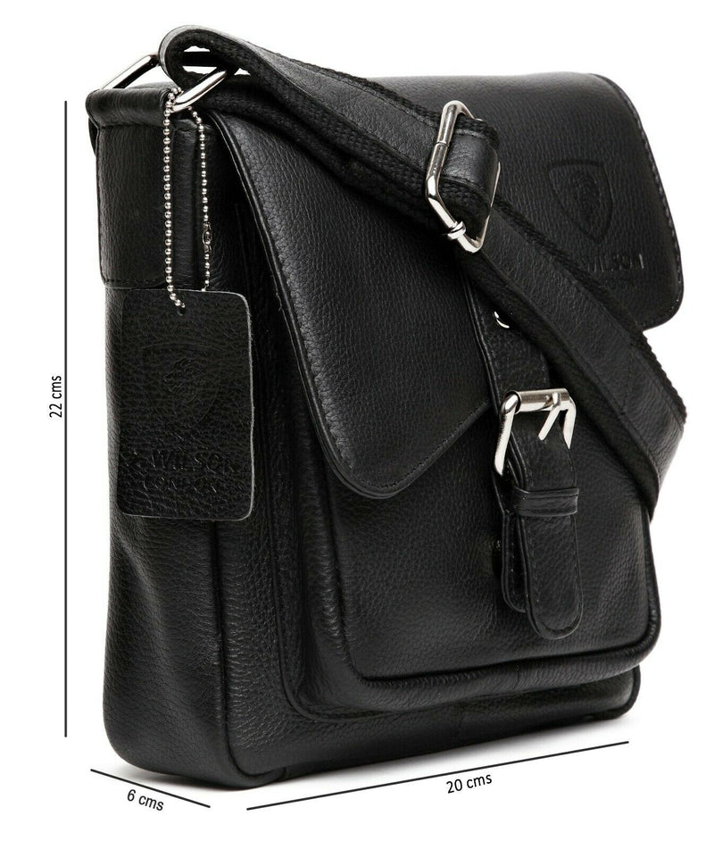 Leather Messenger Bag MB245-Messenger Bags-J WILSON London-Black-J Wilson London