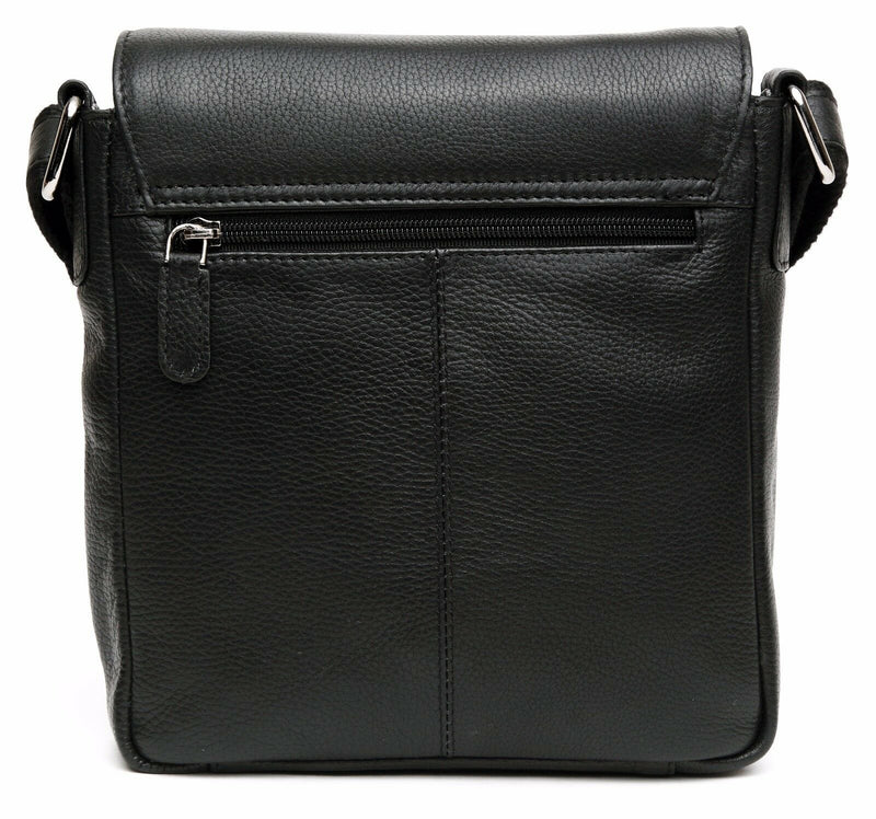 Leather Messenger Bag MB245-Messenger Bags-J WILSON London-Black-J Wilson London