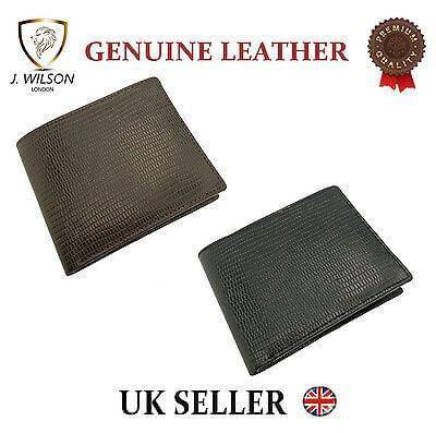 Designer J Wilson Real Genuine Mens High Quality Leather Wallet Slim Credit card-J Wilson London-5310 Black Lizard Skin Look-J Wilson London