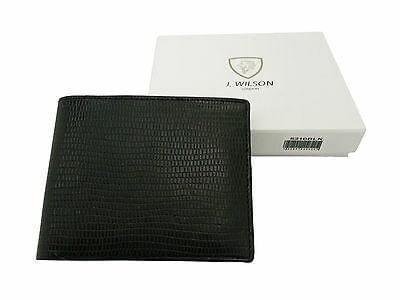 Designer J Wilson Real Genuine Mens High Quality Leather Wallet Slim Credit card-J Wilson London-5310 Black Lizard Skin Look-J Wilson London