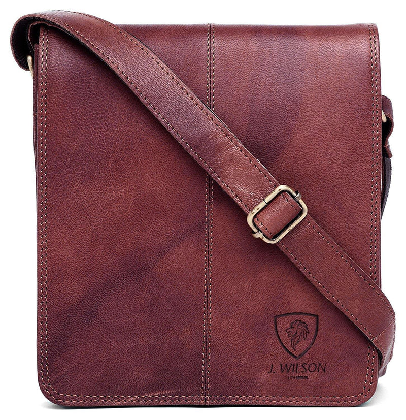 Leather Shoulder Bag MB264-Messenger Bags-J Wilson London-Vintage Purple-J Wilson London
