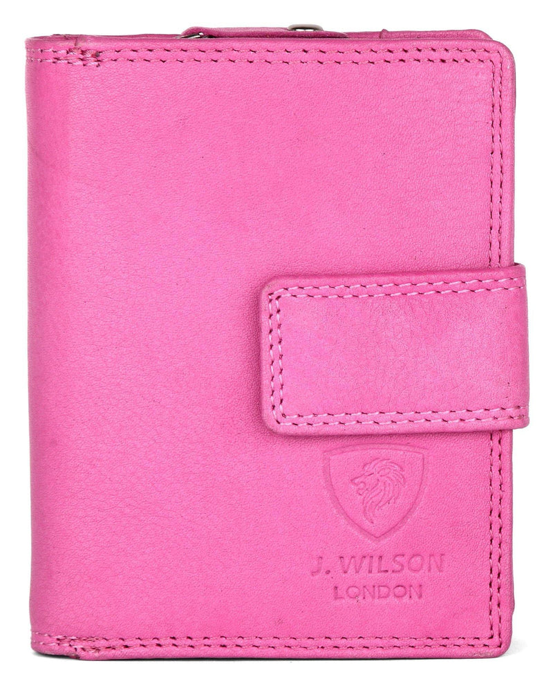 Ladies Leather Wallet JW1230 RFID Safe-Ladies Purse-J Wilson London-Pink-J Wilson London