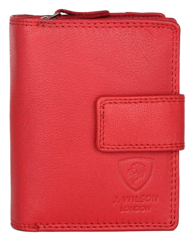 Ladies Leather Wallet JW1230 RFID Safe-Ladies Purse-J Wilson London-Red-J Wilson London