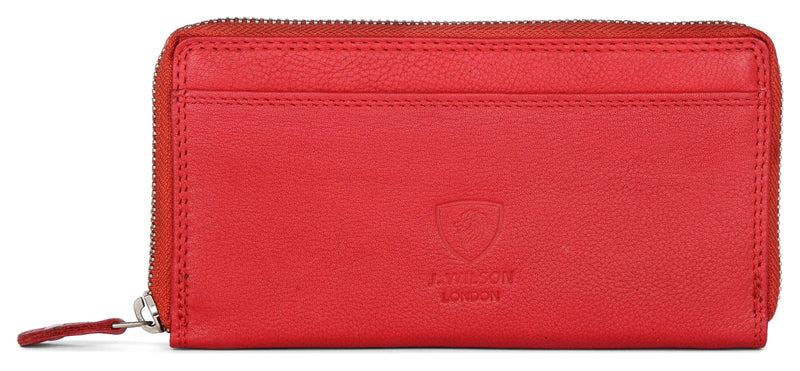 Ladies Leather Purse with Phone Pocket A18-Ladies Purse-J Wilson London-Red-J Wilson London