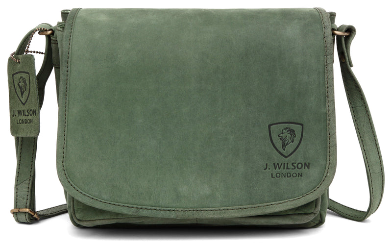 Ladies Leather Messenger Bag MB275-Ladies Bag-J Wilson London-Green-J Wilson London