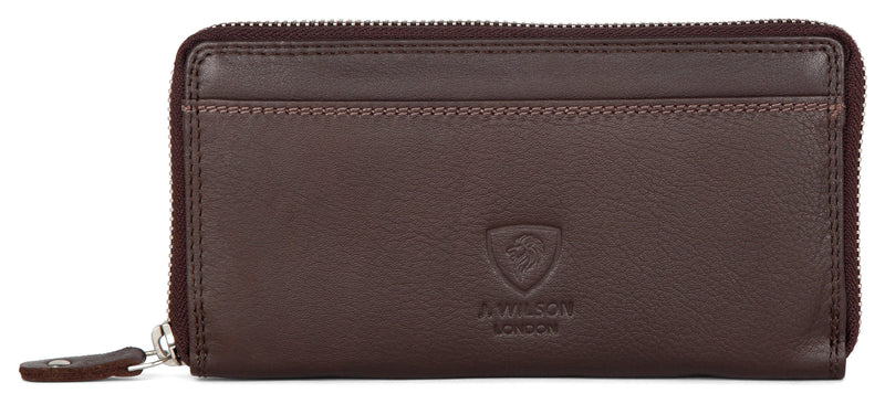 Ladies Leather Purse with Phone Pocket A18-Ladies Purse-J Wilson London-Brown-J Wilson London