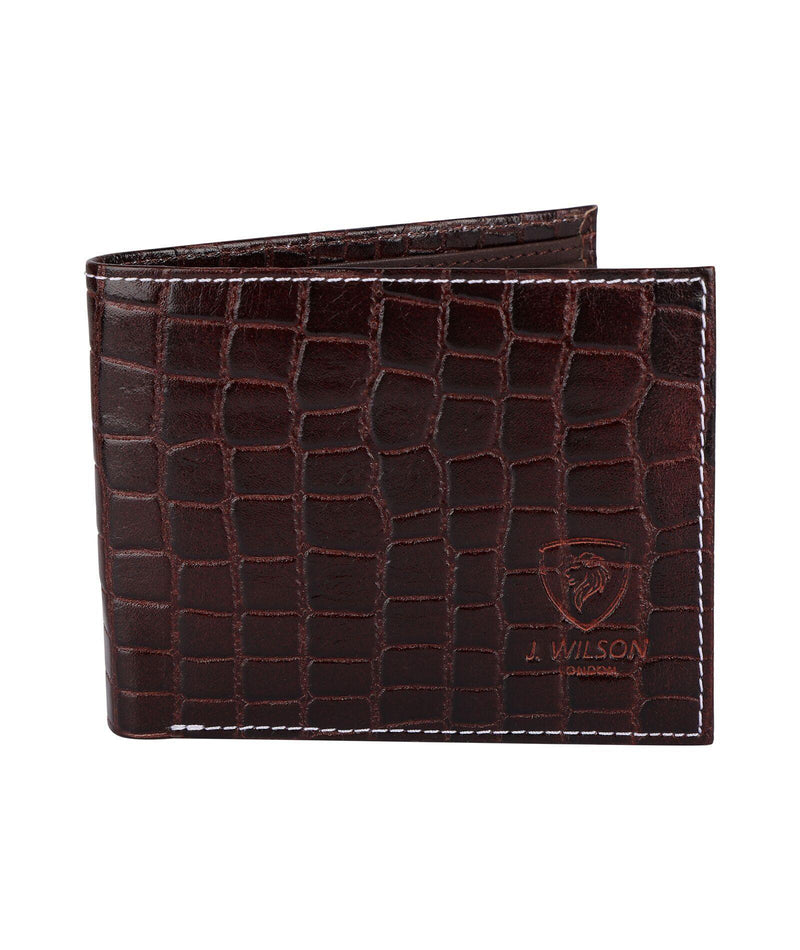 Mens Leather Wallet Crocodile Look 5232 - J Wilson London