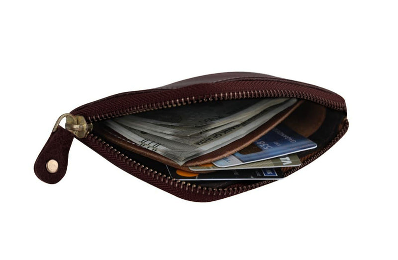 Leather Coin Pouch Zipped HJ18