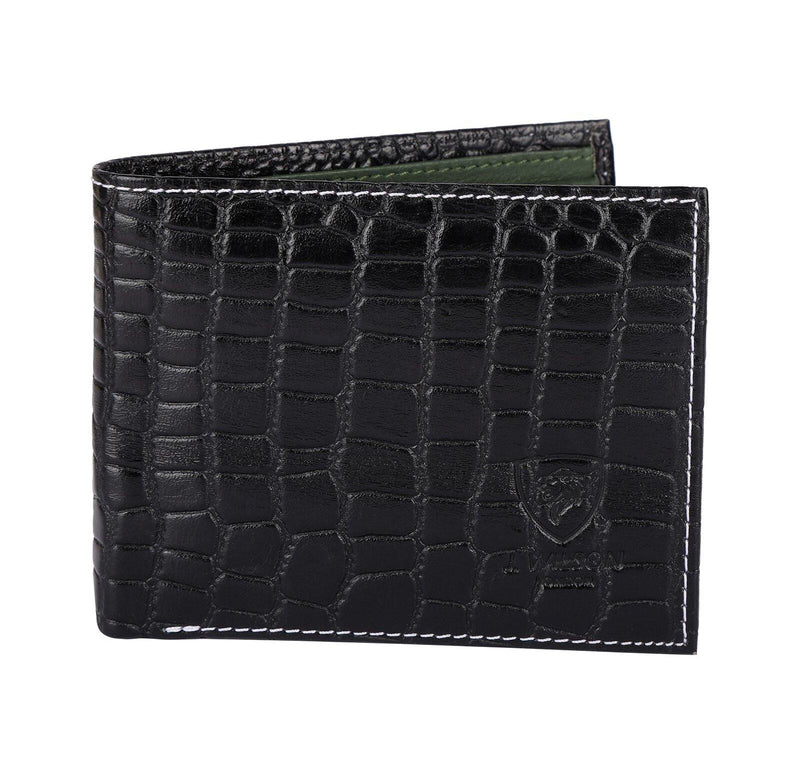Mens Leather Wallet Crocodile Look 5232 - J Wilson London